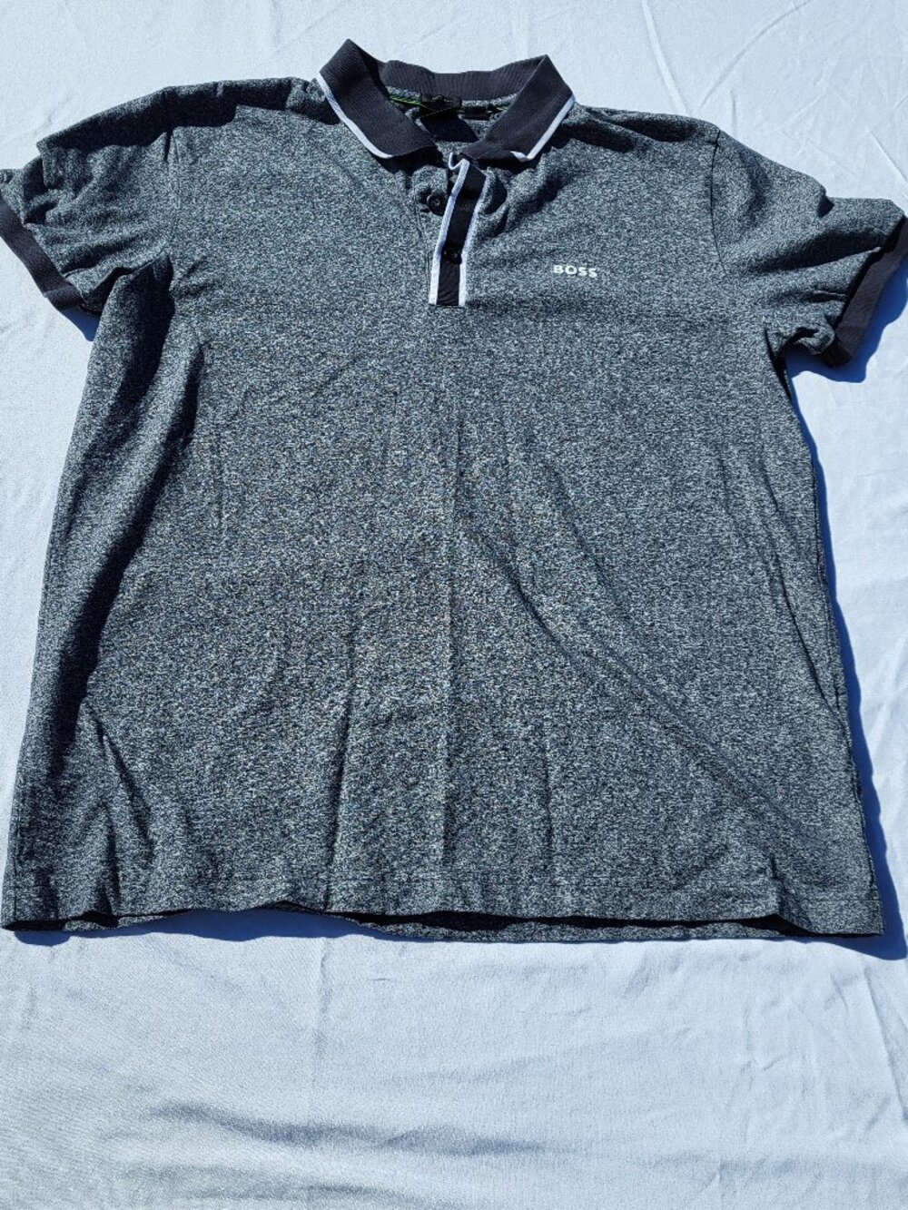 Hugo Boss Polo Shirt Men's Large Gray Short Sleeve Preppy Minimalist Logo